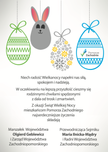 Zarząd i Radni Województwa Zachodniopomorskiego życzenia Wielkanoc 2022